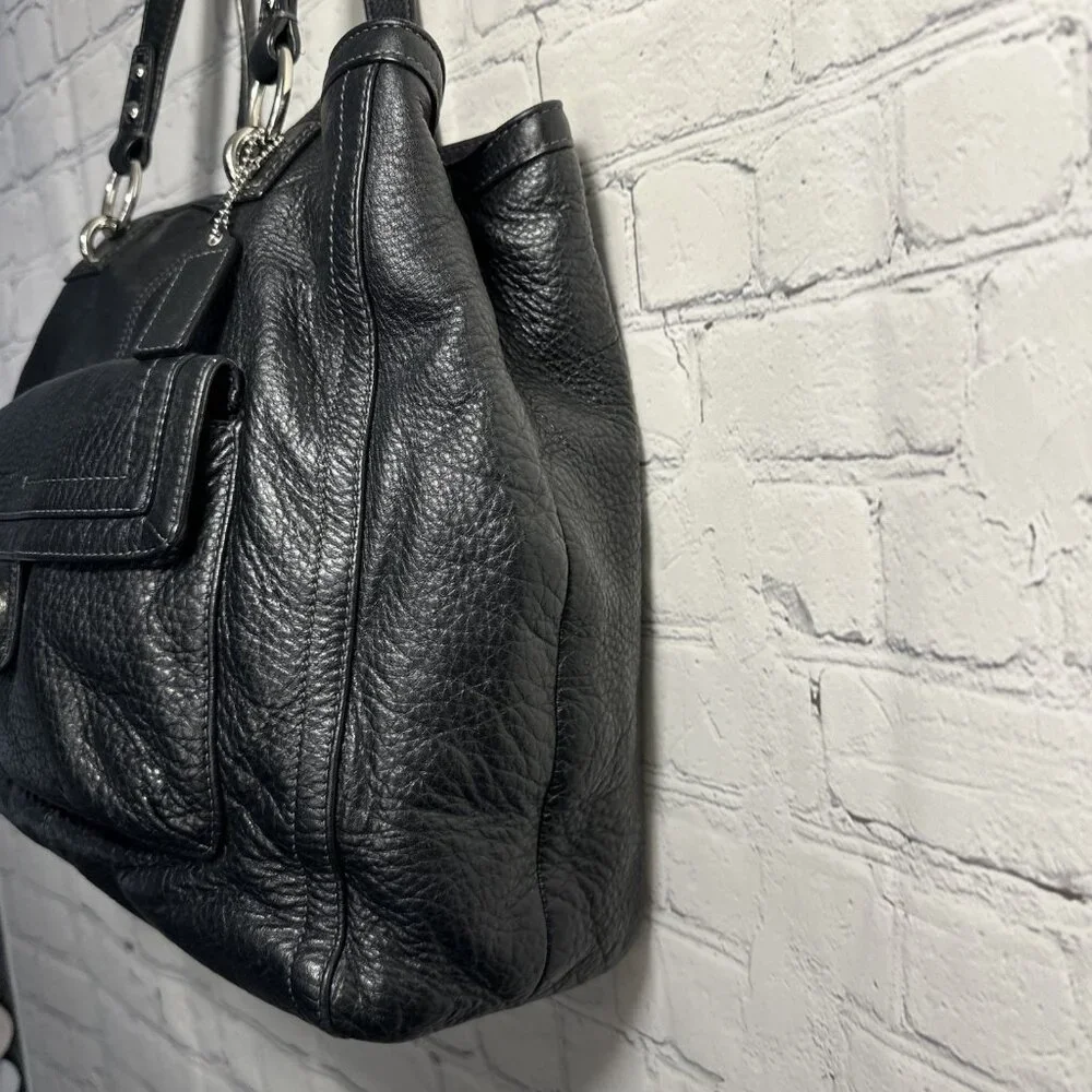 COACH F19264 Penelope Black Pebbled Leather Tote Bag Purse Shoulder Handbag - Picture 4 of 13